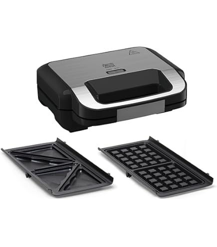 Gaufrier/Croque-Monsieur Moulinex Breaktime 700W | Beige Et Noir | Modèle SJ616A12 | Neuf Sous Garantie