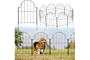 Thealyn Dekoracyjne ogrodzenie ogrodowe, 10 paneli, metalowe ogrodzenie bez kopania, 43 cm (wys.) × 3,3 m (dł.) obramowanie bariery dla zwierząt dla psa, obrzeże krajobrazu bez kopania palików, na