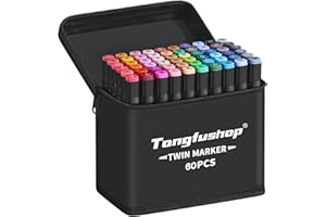 Tongfushop Rotulador de 60 Colores, Rotuladores Alcohol 2S Secado Rápido, Marcadores Permanent Doble Punta con Bolsa de Almacenamiento y Espaciador para Bocetos, Cómics, Colorear, Ilustrar, Esbozar