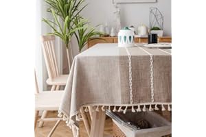 SUNBEAUTY Nappe Rectangulaire Coton Lin Vintage Decoration Table Cloth Tablecloth Rectangle 140x200 pour Table de Cuisine