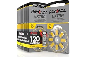 UDIVITA 120 Batterien für Hörgeräte Rayovac Extra Größe 10. - 5 Blister mit 8 Batterien