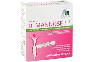 ‎AVITALE Avitale D-Mannose Plus 2000 mg Stick mit Niacin und Biotin zur Förderung der Blasenschleimhaut, 30 Stück