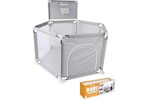 GUBBY GUPS® Laufstall Baby Bällebad Laufgitter Baby mit Basketballkorb,120x120x66cm und als Lauflernhilfe