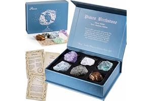 Faivykyd Pisces Birthday Crystals Set, Natural Healing Crystals with Horoscope Box, Zodiac Birthstone Crystal Set for Healing, Spiritual Gift for Women Men Friends, Birthday Gifts Idea