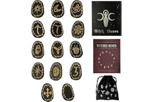 Zghhc Holz-Runen-Stein-Set, Hexen-Runen-Set, 14-teilig, Graviertes Runensymbol Für Wahrsagerei