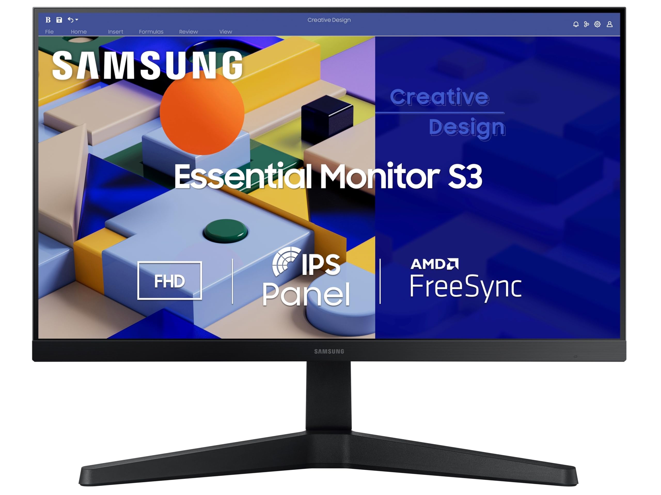 Samsung 22-inch (54.6cm) FHD Flat 1,920 x 1,080 Monitor, IPS, 75 Hz, Bezel Less Design, AMD FreeSync, Flicker Free, HDMI, D-s