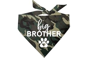 TEES & TAILS Bandana per cani con scritta "Big Brother with Heart Paw Matching Family Dog" (Camo OS 87)