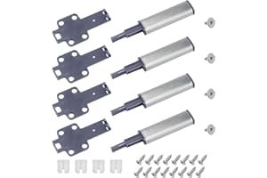 Tweozhui 4 pieza cierre magnetico puerta Abrepuertas de Presión Amortiguador, Para Armario IKEA BESTA, Sistema Push to Open Tip On, Incluye Placas de Montaje y Tornillos, push para puertas de cocina