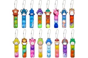 Steemjoey 16 sztuk Pop Push It Fidget Toy, silikonowe, tęczowe, redukujące stres, zabawki dla dzieci i dorosłych