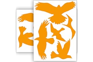 STICKER GENIE Vogelschutz und Fensterschutz - 10 Aufkleber - Schutz vor Vogelschlag - Sticker Vögel (Orange)