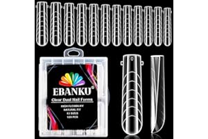 EBANKU 120PCS Unghie Finte Nail System Dual Nail Form Lungo Coffin Sistema per Unghie Strumenti per Manicure per Unghie con Scala Graduata