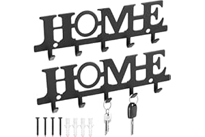 BAYIDUN Zestaw wieszaków na klucze do ściany - czarne metalowe wieszaki z 5 haczykami, wieszak naścienny do salonu, kuchni, biura, łazienki, drzwi - prezent na wprowadzenie do nowego domu