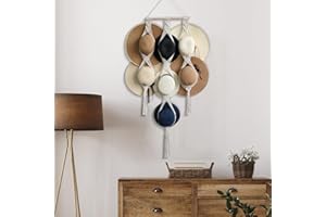 CYPREASON 150 × 45 CM Boho Huthalter Huthaken Hut Organiser Makramee Huthalter Mit Quasten Boho Style Boho-Hut-Aufhänger Für Wand-Display Hut Aufbewahrungsregal Für Schals Handtaschen Handtücher Krawatten