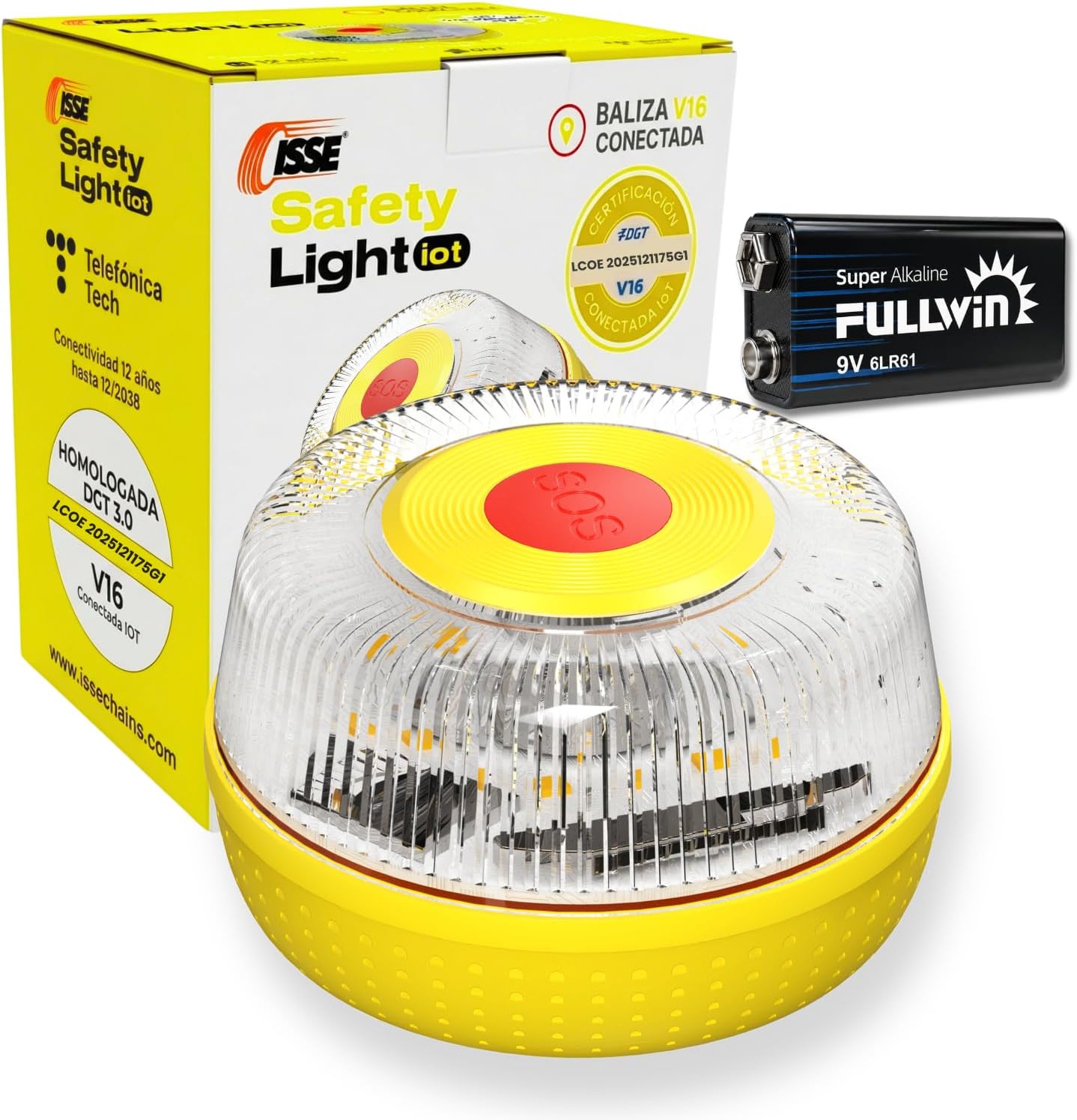 MIAC SAFETY LIGHT IoT Baliza V16 Homologada DGT con Geolocalización SIM y Datos Incluidos hasta 2038 - Luz Emergencia Coche Homologado DGT 3.0