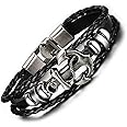 Shining Diva Fashion Leather Multi Strand Bracelet for Men and Boys