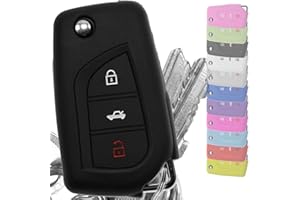 MT KEY Key Soft Case Cover Funda Protectora de Silicona para automóviles Toyota AURIS Corolla Avensis/Color: Negro