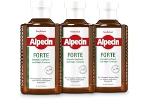 ‎ALPECIN Alpecin Medicinal FORTE Tonikum - 3 x 200 ml - Wirksam gegen Schuppen und Haarausfall, Lindert Kopfhautjucken, Beruhigt Irritationen, Ideal bei fettigem Haar, mit Salicylsäure und