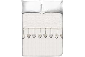 PENSIERI DELICATI Copriletto Matrimoniale 260 x 280 cm, Telo Singolo 100% Cotone Pique, Ideale Come Telo Arredo, Coperta Salva Letto 2 Piazze, Fantasia Cuore Appeso Beige, 100% Made in Italy