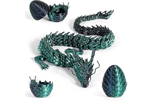 FANGHENG 3D Dragon Egg Articulating Gemstone Crystal Dragon Figurine 3D Eggs with Inside Autism Toys Egg Toy for Anxiety Relief Flexible Joints Home Desk Decor Desk Toys (Green-black)