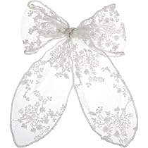 Weiße Haarschleife Aus Spitze/Tüll - Mit Metallclip, 18x19cm, Für Frauen & Mädchen