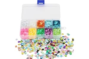 Tangger Lose Glitter Pailletten Bulk Cup Sequin Iridescent Flitter für Kunsthandwerk DIY Nähen Festschmuck（10 Farben）