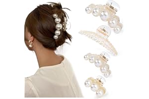 Mehayi 4 pinze per capelli grandi con perle, per donne e ragazze, per capelli spessi e sottili, alla moda, ideali per acconciature per feste e matrimoni