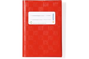 HERMA 19896 - Buste per quaderni, formato DIN A6, con etichetta e struttura a rafia, in pellicola di polipropilene resistente e facile da pulire, set da 10 pezzi, colore: Rosso