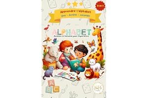 Mon cahier 3 en 1 pour apprendre l'alphabet ! Lire, écrire et colorier: Un voyage d'apprentissage interactif à travers l'alphabet avec des animaux à ... histoires à raconter et des lettres à tracer