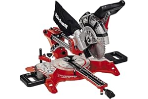 Einhell Zug-Kapp-Gehrungssäge TC-SM 2131/2 Dual (1800 W, max. 62 mm x 310 mm Schnitttiefe/-breite, Ø 210 mm Sägeblatt, beidseitig neigbarer Sägekopf, Zugfunktion, Laser)