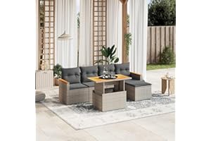 Amorsee Balkon Lounge Verstellbare Tischplatte Loungemöbel Balkon Sofa Rattan Gartensofa Gartenlounge Klein Ecklounge Lounge Möbel Outdoor Gartenmöbel Ecksofa Balkonmöbel Balkonsofa L Form