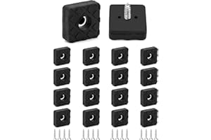 QWORK® 18 szt. Kwadratowe przykręcane gumowe nóżki, antypoślizgowe gumowe podkładki ze śrubą do mebli i podłóg, czarne, 22 * 22 * 8mm