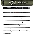 Rigged and Ready Smuggler Series Travel Fishing Rods. 6 Portable, Super Compact Spin, Bass, Carp, lure, Rod Reel Combination and 5 poles + Case. 2 or 4 tips for Freshwater and Saltwater fishing