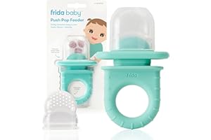 Frida Baby Mangeoire Push Pop, tétine de sevrage pour bébé pour aliments frais et congelés, mangeoire en silicone pour bébés, introduire de nouveaux aliments en toute sécurité, passe au lave-vaisselle