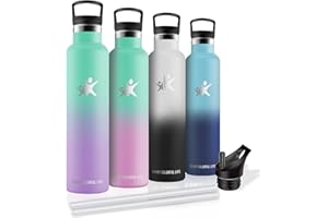 GRSTA Borraccia Termica 1 litro, Borraccia, Senza BPA, Borracce con Cannuccia, Senza Perdite, Bottiglia Palestra, Mantiene Caldo per 12 Ore/Freddo 24 Ore, per Campeggio, Viaggio, Escursionismo, Fitness