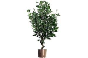 Leaf Ficus realistyczna roślina, mieszane materiały, wiecznie zielona miedź 110 cm