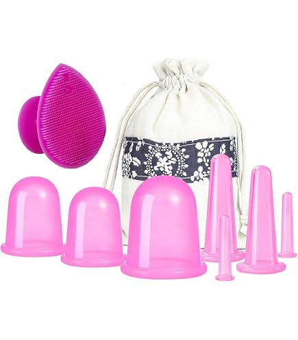 Kit Ventouses Massage Visage En Silicone - 4 Pièces Anti-Rides, Lifting Et Cellulite - Rose - 7