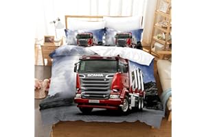 SPLYHX Truck Scania Bettwäsche-Set, Einzelbett, Doppelbett, 3D-gedrucktes Bettbezug-Set, King-Size-Größe, für Kinderzimmer, Dekoration, Jungen, Geschenk (Einzelbett, Stil 4)