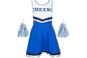 REDSTAR FANCY DRESS Vestito Cheerleader con Pon Pon Cheerleader - Cheerleader Costume Donna - Costume Cheerleader da Donna Divisa Cheerleader Halloween Cheerleader, Costume da Adulto Halloween per Ragazze Festa Cosplay