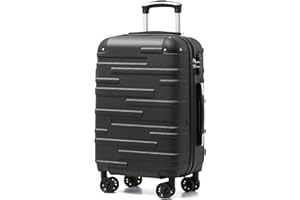 COOLIFE Valigie Valigia Trolley rigido ultraleggero e capiente,Chiusura a combinazione laterale con TSA, 4 ruote per facilitare il trasporto (Grigio, 56cm)