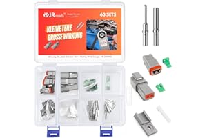 ‎JRREADY JRready Deutsch Stecker Massivkontakte 2 Poling Grau IP68 Wasserdichte DT Stecker Set 6 Sets mit Deutsch Terminal kit Wire Gauge 16-20 AWG für Auto, Motorräder, LKW, Boots