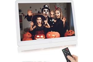 KENUO Digitaler Bilderrahmen 10 Zoll, 1920x1080P Elektronischer Bilderrahmen Teilweise 4k, Wiedergabe von Fotos/Videos mit Fernsteuerung, Musikplayer/Kalender/Uhr, Unterstützt USB/SD-Karte(128GB), Geschenk