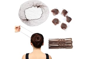 KAYZON Bun Nets for Ballet Child, 20Pcs Brown Hair Nets & 20Pcs Bobby Pins Invisible Bun Hair Nets Elastic Edge Mesh Ballet Bun Net Holder for Women Girls Dance Nurse Wig Fixing Hair (Coffee)