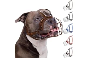 BRONZEDOG Muselière pour Chien Pitbull – Panier métallique Respirant pour Grands Chiens comme l’Amstaff, avec Sangles en Nylon – Contre morsures, mâchonnement et aboiements
