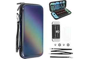 JYPS Pochette de Transport pour Nintendo Switch OLED, 10 en 1 Rigide Housse de Protection étui de Voyage, Pochette de Rangement avec Protecteur d'écran, Coque de Switch et Plus d'accessoires (Noir)