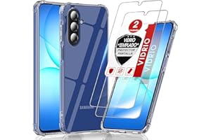 LeYi Funda para Samsung Galaxy A17/A 17 4G/5G 5 G con [2-Unidades] Cristal Templado, Case Silicona Soft Skin TPU 8+ram 128gb 256gb Movil Carcasa Anti - Amarillo Antigolpes Cover, Transparente