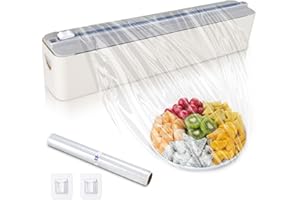 CARSEATTY Distributeur Magnétique de Film Alimentaire et d'Aluminium Avec Découpeur et Dérouleur pour Cuisine - 50 m Inclus