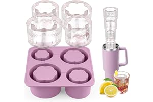Lifhety Stanley Cup Eiswürfelform Silikon, Eiswürfelbehälter mit Deckel Groß, Stanley Cup Zubehör 4 Fach Ice Cube Tray für 20-40 Oz Tumbler Becher, Cocktails, Kaffee, Whiskey und Eiscreme