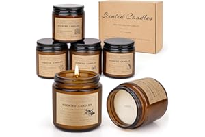 FONTOEN Świece zapachowe w szkle, 6 sztuk świec zapachowych, prezenty dla kobiet i mężczyzn, świece zapachowe naturalne świece sojowe do domu, zestaw świec do aromaterapii, czas palenia 150 godzin, małe