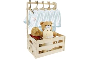 HuhWafee Praktisk förvaringslåda av trä för babyshower – förvaringskorg för babyshower – presentkorg för pojkar flickor – nya föräldrar (A)