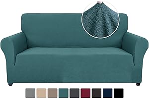 ‎YSTYLE Ystyle Stretch Sofa überzug 2 Sitzer, Elastisch Sofabezug Mit Armlehnen, Jacquard Couch überzug rutschfest, Waschbar Sofa Cover Protector Für Hunde Haustiere, Türkis